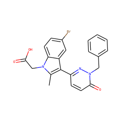 Cc1c(-c2ccc(=O)n(Cc3ccccc3)n2)c2cc(Br)ccc2n1CC(=O)O ZINC000095562717