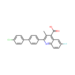 Cc1c(-c2ccc(-c3ccc(Cl)cc3)cc2)nc2ccc(F)cc2c1C(=O)O ZINC000029331733