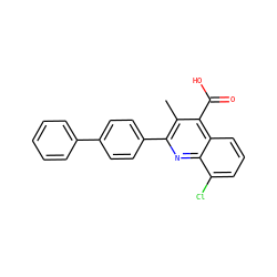Cc1c(-c2ccc(-c3ccccc3)cc2)nc2c(Cl)cccc2c1C(=O)O ZINC000029325238
