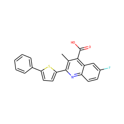 Cc1c(-c2ccc(-c3ccccc3)s2)nc2ccc(F)cc2c1C(=O)O ZINC000029322938
