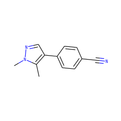 Cc1c(-c2ccc(C#N)cc2)cnn1C ZINC000260757086