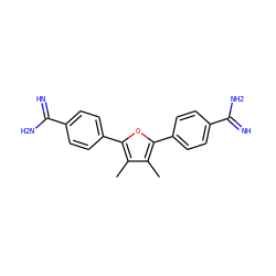 Cc1c(-c2ccc(C(=N)N)cc2)oc(-c2ccc(C(=N)N)cc2)c1C ZINC000001568074