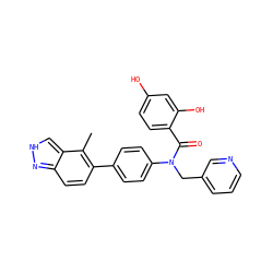 Cc1c(-c2ccc(N(Cc3cccnc3)C(=O)c3ccc(O)cc3O)cc2)ccc2n[nH]cc12 ZINC000653755664