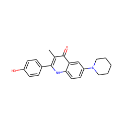 Cc1c(-c2ccc(O)cc2)[nH]c2ccc(N3CCCCC3)cc2c1=O ZINC000072113542