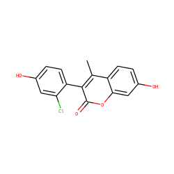 Cc1c(-c2ccc(O)cc2Cl)c(=O)oc2cc(O)ccc12 ZINC001772617183