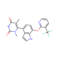 Cc1c(-c2ccc(Oc3ncccc3C(F)(F)F)c3[nH]ccc23)n(C)c(=O)[nH]c1=O ZINC000261191094