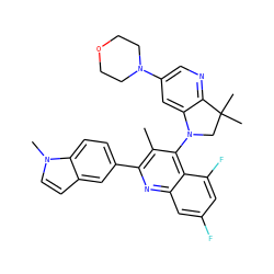 Cc1c(-c2ccc3c(ccn3C)c2)nc2cc(F)cc(F)c2c1N1CC(C)(C)c2ncc(N3CCOCC3)cc21 ZINC000118091042