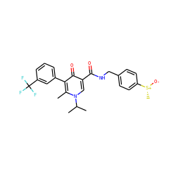 Cc1c(-c2cccc(C(F)(F)F)c2)c(=O)c(C(=O)NCc2ccc([S@@+](C)[O-])cc2)cn1C(C)C ZINC000148887004