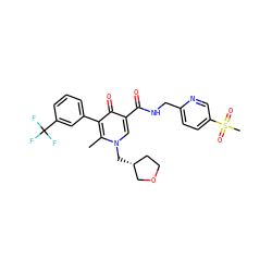 Cc1c(-c2cccc(C(F)(F)F)c2)c(=O)c(C(=O)NCc2ccc(S(C)(=O)=O)cn2)cn1C[C@@H]1CCOC1 ZINC001772652953