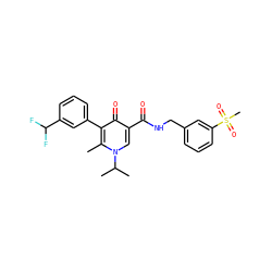 Cc1c(-c2cccc(C(F)F)c2)c(=O)c(C(=O)NCc2cccc(S(C)(=O)=O)c2)cn1C(C)C ZINC001772588707