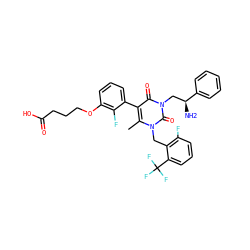 Cc1c(-c2cccc(OCCCC(=O)O)c2F)c(=O)n(C[C@H](N)c2ccccc2)c(=O)n1Cc1c(F)cccc1C(F)(F)F ZINC000044350764