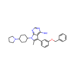 Cc1c(-c2cccc(OCc3ccccc3)c2)c2c(N)ncnc2n1C1CCC(N2CCCC2)CC1 ZINC000003950287