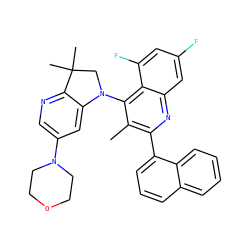 Cc1c(-c2cccc3ccccc23)nc2cc(F)cc(F)c2c1N1CC(C)(C)c2ncc(N3CCOCC3)cc21 ZINC000118093597