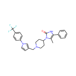 Cc1c(-c2ccccc2)[nH]c(=O)n1C1CCN(Cc2ccn(-c3ccc(C(F)(F)F)cc3)c2)CC1 ZINC000040379103