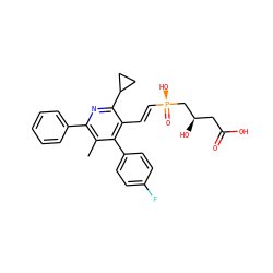 Cc1c(-c2ccccc2)nc(C2CC2)c(/C=C/[P@](=O)(O)C[C@H](O)CC(=O)O)c1-c1ccc(F)cc1 ZINC000026669657