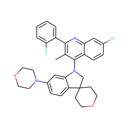 Cc1c(-c2ccccc2F)nc2cc(Cl)ccc2c1N1CC2(CCOCC2)c2ccc(N3CCOCC3)cc21 ZINC000118097079