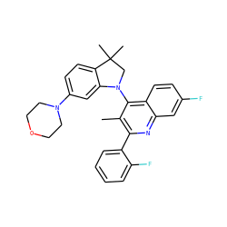 Cc1c(-c2ccccc2F)nc2cc(F)ccc2c1N1CC(C)(C)c2ccc(N3CCOCC3)cc21 ZINC000118092939
