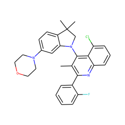 Cc1c(-c2ccccc2F)nc2cccc(Cl)c2c1N1CC(C)(C)c2ccc(N3CCOCC3)cc21 ZINC000118090886