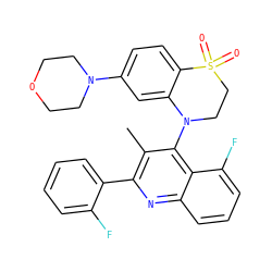 Cc1c(-c2ccccc2F)nc2cccc(F)c2c1N1CCS(=O)(=O)c2ccc(N3CCOCC3)cc21 ZINC000118095863