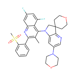 Cc1c(-c2ccccc2S(C)(=O)=O)nc2cc(F)cc(F)c2c1N1CC2(CCOCC2)c2ncc(N3CCOCC3)cc21 ZINC000118092671
