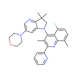 Cc1c(-c2ccccn2)nc2c(C)ccc(F)c2c1N1CC(C)(C)c2ncc(N3CCOCC3)cc21 ZINC000118092884