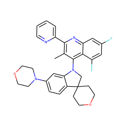 Cc1c(-c2ccccn2)nc2cc(F)cc(F)c2c1N1CC2(CCOCC2)c2ccc(N3CCOCC3)cc21 ZINC000118096279