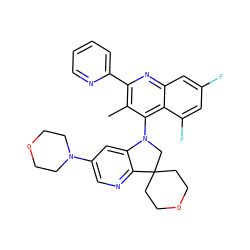 Cc1c(-c2ccccn2)nc2cc(F)cc(F)c2c1N1CC2(CCOCC2)c2ncc(N3CCOCC3)cc21 ZINC000118093086
