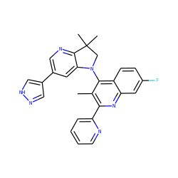 Cc1c(-c2ccccn2)nc2cc(F)ccc2c1N1CC(C)(C)c2ncc(-c3cn[nH]c3)cc21 ZINC000118097291