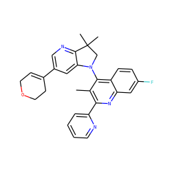 Cc1c(-c2ccccn2)nc2cc(F)ccc2c1N1CC(C)(C)c2ncc(C3=CCOCC3)cc21 ZINC000118093556