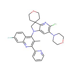 Cc1c(-c2ccccn2)nc2cc(F)ccc2c1N1CC2(CCOCC2)c2nc(Cl)c(N3CCOCC3)cc21 ZINC000118092314
