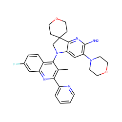 Cc1c(-c2ccccn2)nc2cc(F)ccc2c1N1CC2(CCOCC2)c2nc(N)c(N3CCOCC3)cc21 ZINC000118096626