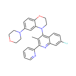 Cc1c(-c2ccccn2)nc2cc(F)ccc2c1N1CCOc2ccc(N3CCOCC3)cc21 ZINC000118096976