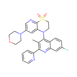 Cc1c(-c2ccccn2)nc2cc(F)ccc2c1N1CCS(=O)(=O)c2ncc(N3CCOCC3)cc21 ZINC000118092919