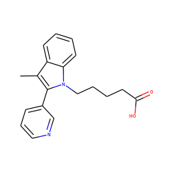 Cc1c(-c2cccnc2)n(CCCCC(=O)O)c2ccccc12 ZINC000013737322
