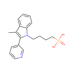 Cc1c(-c2cccnc2)n(CCCCP(=O)(O)O)c2ccccc12 ZINC000013542834