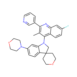 Cc1c(-c2cccnc2)nc2cc(F)ccc2c1N1CC2(CCOCC2)c2ccc(N3CCOCC3)cc21 ZINC000118092307