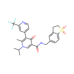 Cc1c(-c2ccnc(C(F)(F)F)c2)c(=O)c(C(=O)NCc2ccc3c(c2)CCS3(=O)=O)cn1C(C)C ZINC000149813727