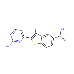 Cc1c(-c2ccnc(N)n2)sc2ccc([C@@H](C)N)cc12 ZINC000049036169