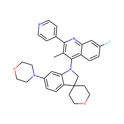 Cc1c(-c2ccncc2)nc2cc(F)ccc2c1N1CC2(CCOCC2)c2ccc(N3CCOCC3)cc21 ZINC000118093021
