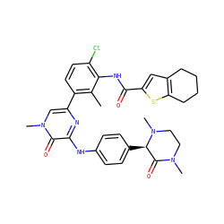Cc1c(-c2cn(C)c(=O)c(Nc3ccc([C@@H]4C(=O)N(C)CCN4C)cc3)n2)ccc(Cl)c1NC(=O)c1cc2c(s1)CCCC2 ZINC000059185150
