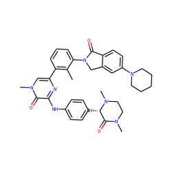 Cc1c(-c2cn(C)c(=O)c(Nc3ccc([C@H]4C(=O)N(C)CCN4C)cc3)n2)cccc1N1Cc2cc(N3CCCCC3)ccc2C1=O ZINC000113408723