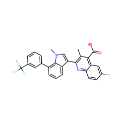 Cc1c(-c2cn(C)c3c(-c4cccc(C(F)(F)F)c4)cccc23)nc2ccc(F)cc2c1C(=O)O ZINC000029464850