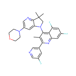 Cc1c(-c2cncc(F)c2)nc2cc(F)cc(F)c2c1N1CC(C)(C)c2ncc(N3CCOCC3)cc21 ZINC000118096511