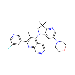 Cc1c(-c2cncc(F)c2)nc2cnccc2c1N1CC(C)(C)c2ncc(N3CCOCC3)cc21 ZINC000118093567