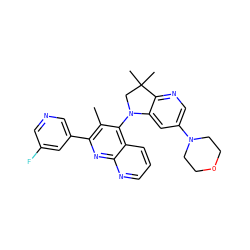 Cc1c(-c2cncc(F)c2)nc2ncccc2c1N1CC(C)(C)c2ncc(N3CCOCC3)cc21 ZINC000118093601