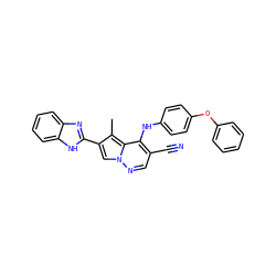 Cc1c(-c2nc3ccccc3[nH]2)cn2ncc(C#N)c(Nc3ccc(Oc4ccccc4)cc3)c12 ZINC000028568049