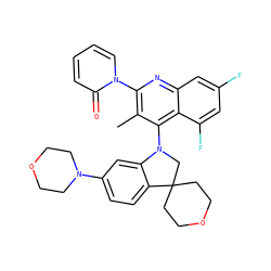 Cc1c(-n2ccccc2=O)nc2cc(F)cc(F)c2c1N1CC2(CCOCC2)c2ccc(N3CCOCC3)cc21 ZINC000118094011