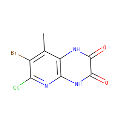 Cc1c(Br)c(Cl)nc2[nH]c(=O)c(=O)[nH]c12 ZINC000026652101