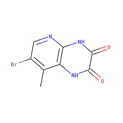 Cc1c(Br)cnc2[nH]c(=O)c(=O)[nH]c12 ZINC000026665582