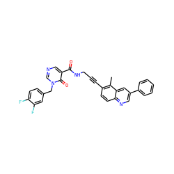 Cc1c(C#CCNC(=O)c2cncn(Cc3ccc(F)c(F)c3)c2=O)ccc2ncc(-c3ccccc3)cc12 ZINC000096176185
